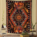 Fowocu Orange Sun and Moon Tapestry Wall Hanging, Indie Hippie Mandala Cool Wall Tapestries, Aesthetic Tapestry for Bedroom Livi