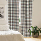 Ambesonne Brown Plaid Curtains, Brown Blue Associated Print Repeating Squares And Stripes Geometric Layout, Window Treatments 2
