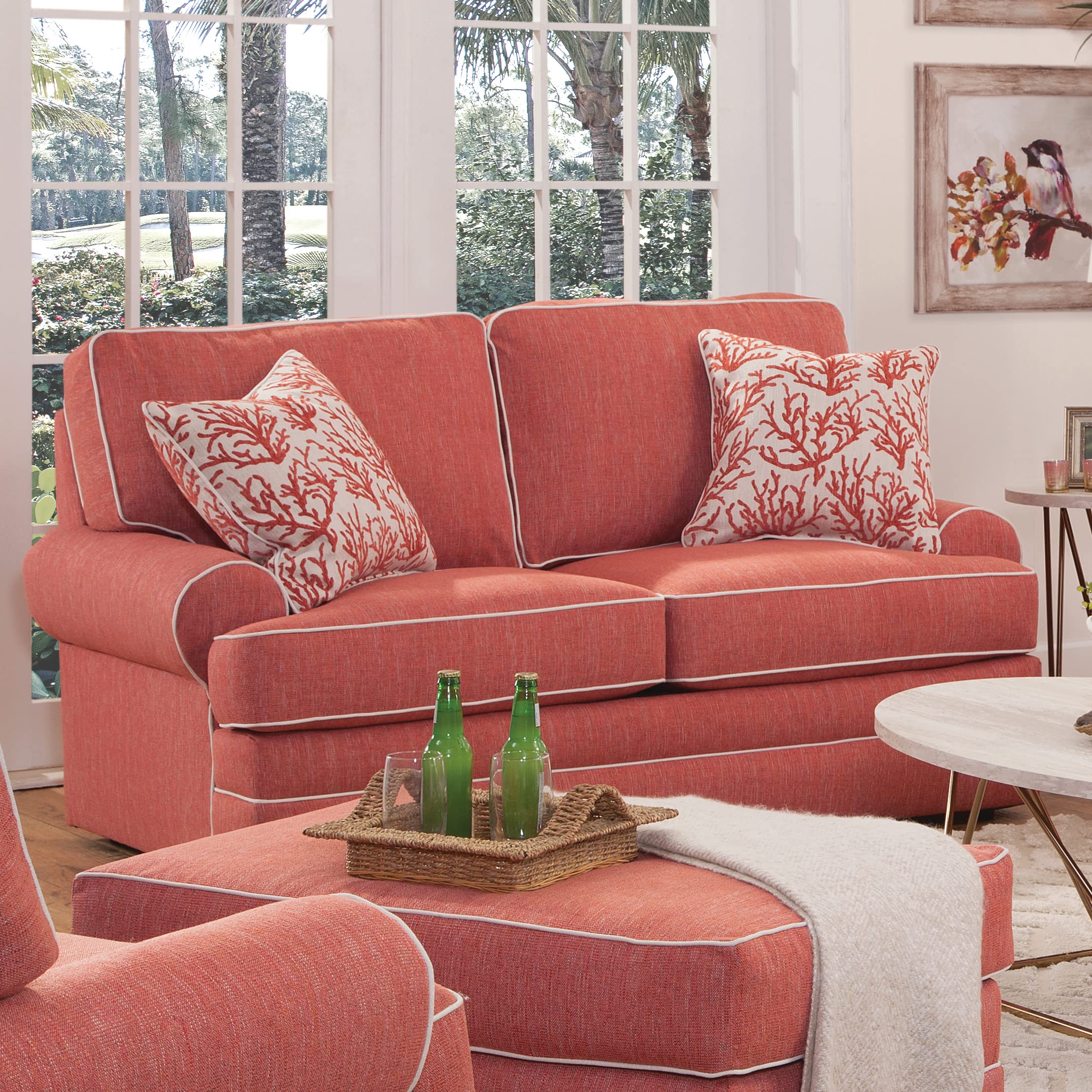 American Furniture Classics Coral Springs Model 8-020-S260C Loveseat With Two Matching Pillows