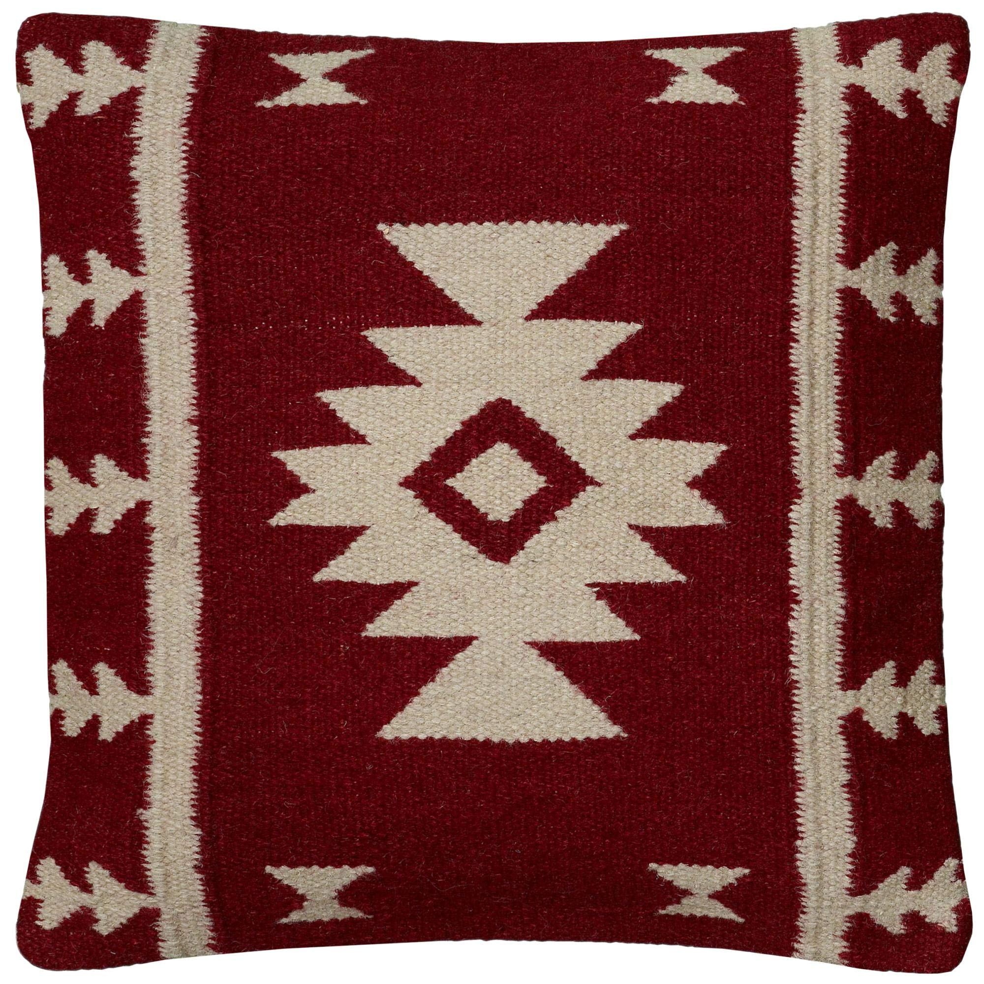 Rizzy Home | T05810 | Down Fill Decorative Pillow | 18"x18" Red/Brown/Neutral