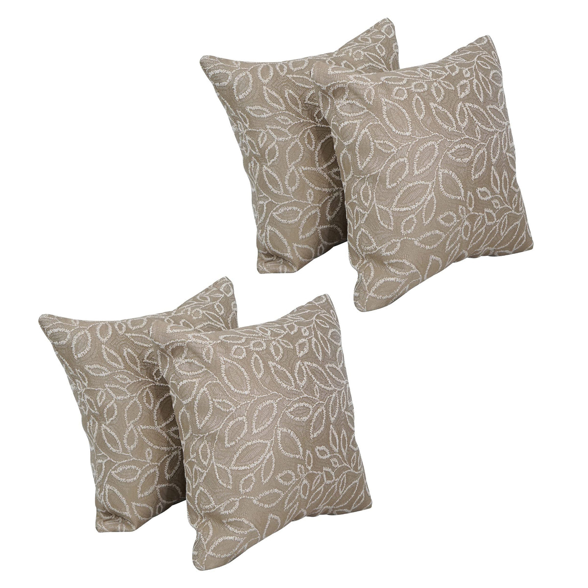 Blazing Needles Square Polyester Jacquard Throw Pillows, 17&quot;, Florian Camel 4 Count