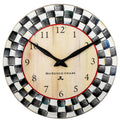 MACKENZIE-CHILDS Wall Clock, Decorative Clock for Kitchen and Living Room, Black-and-White Courtly Check