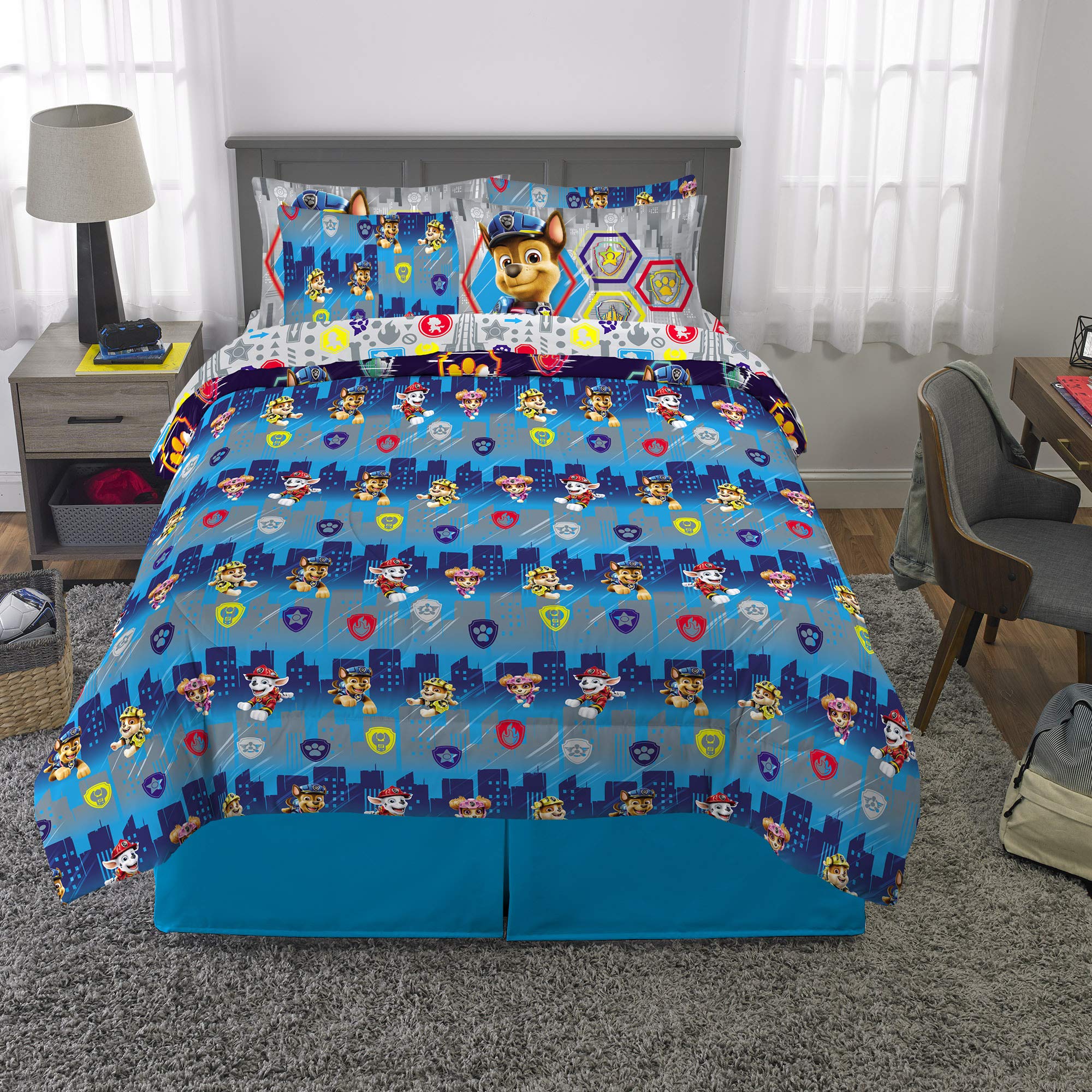 Franco Paw Patrol Kids Bedding Super Soft Comforter And Sheet Set With Sham, 7 Piece Queen Size, (Official Licensed Product)