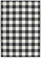 HomeRoots Polypropylene 5’x8’ Black and Ivory Gingham Indoor Outdoor Area Rug