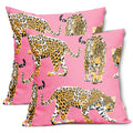 Aportt Pink Cheetah Pillow Covers 16X16 Inches Set Of 2 Preppy Pillows Chic Leopard Wildlife Animal Pillow Cover Home Decor For