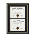 ELSKER&HOME Wood Picture Frame, 16.73x22.64in, Double Mat Black Mat with Golden Rim, Document Frame for 2 8.5x11in Certificates,