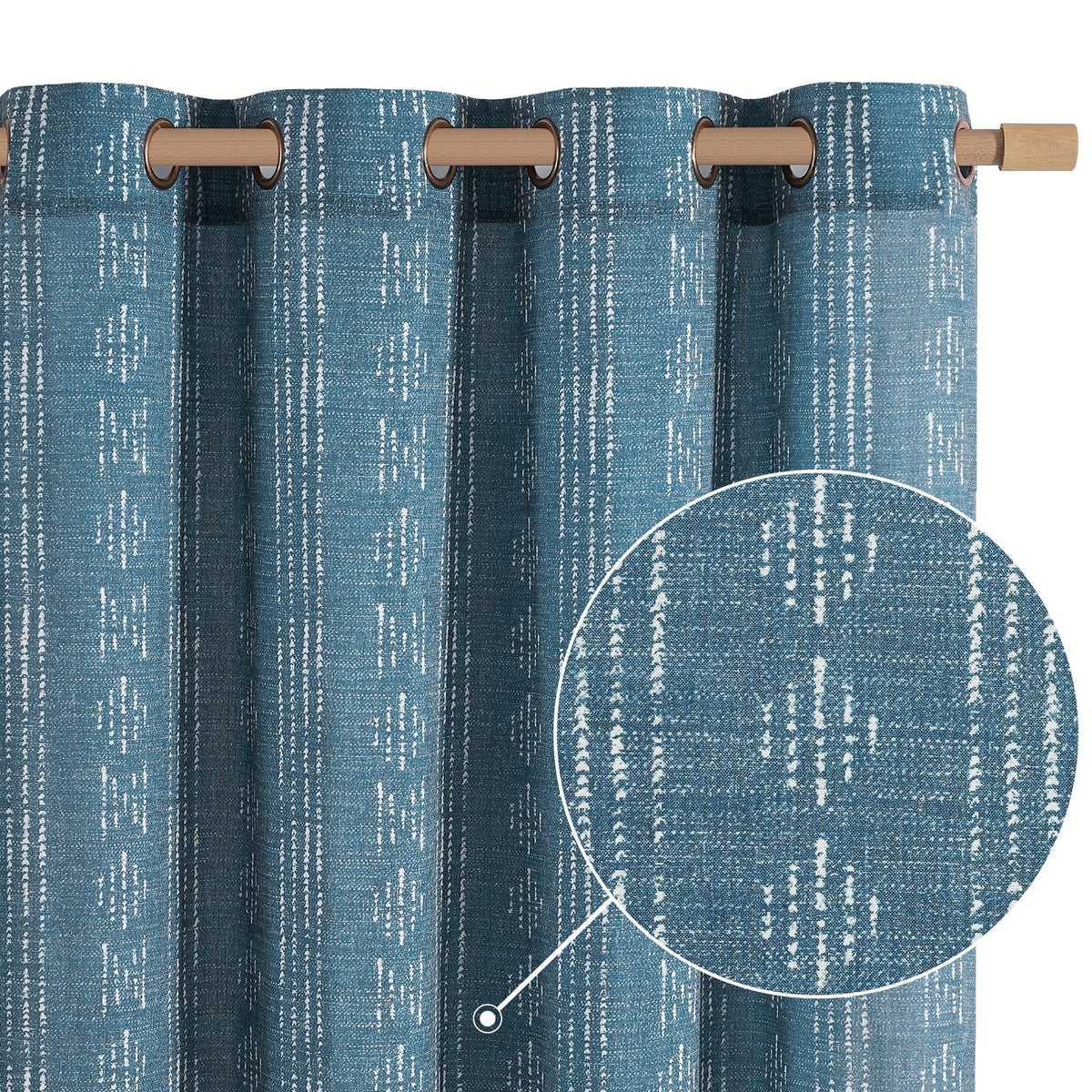 Jinchan Boho Curtains Linen Curtains For Living Room Farmhouse Blue Boho Curtains 108 Inch Length For Bedroom Extra Long Semi Sh