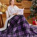Heated Blanket Electric, Twin Size 62X84, Heating Blanket With 10 Heating Levels & 8 Hours Auto Off, Purple Checkered Plaid Sher