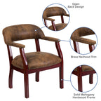 Flash Furniture Diamond Bomber Jacket Brown Luxurious Conference Chair with Accent Nail Trim