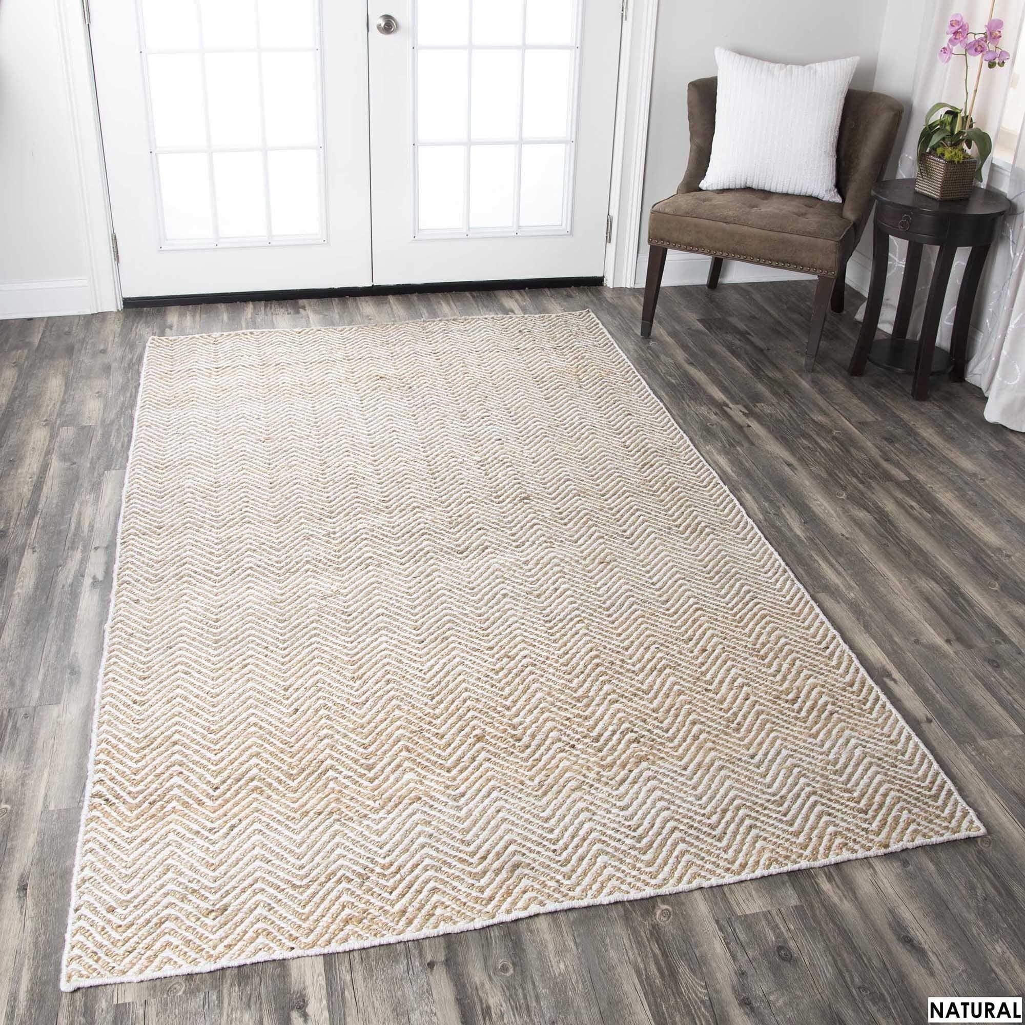 Rizzy Home Alora Decor Harlem 3' X 5' Chevron Natural/Gray/Rust/Blue Hand-Woven Area Rug