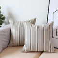 Navibule Gray Pillow Covers Decorative Farmhouse Linen Throw Pillow Covers Striped Square Throw Pillows For Couch Sofa Bed Pack