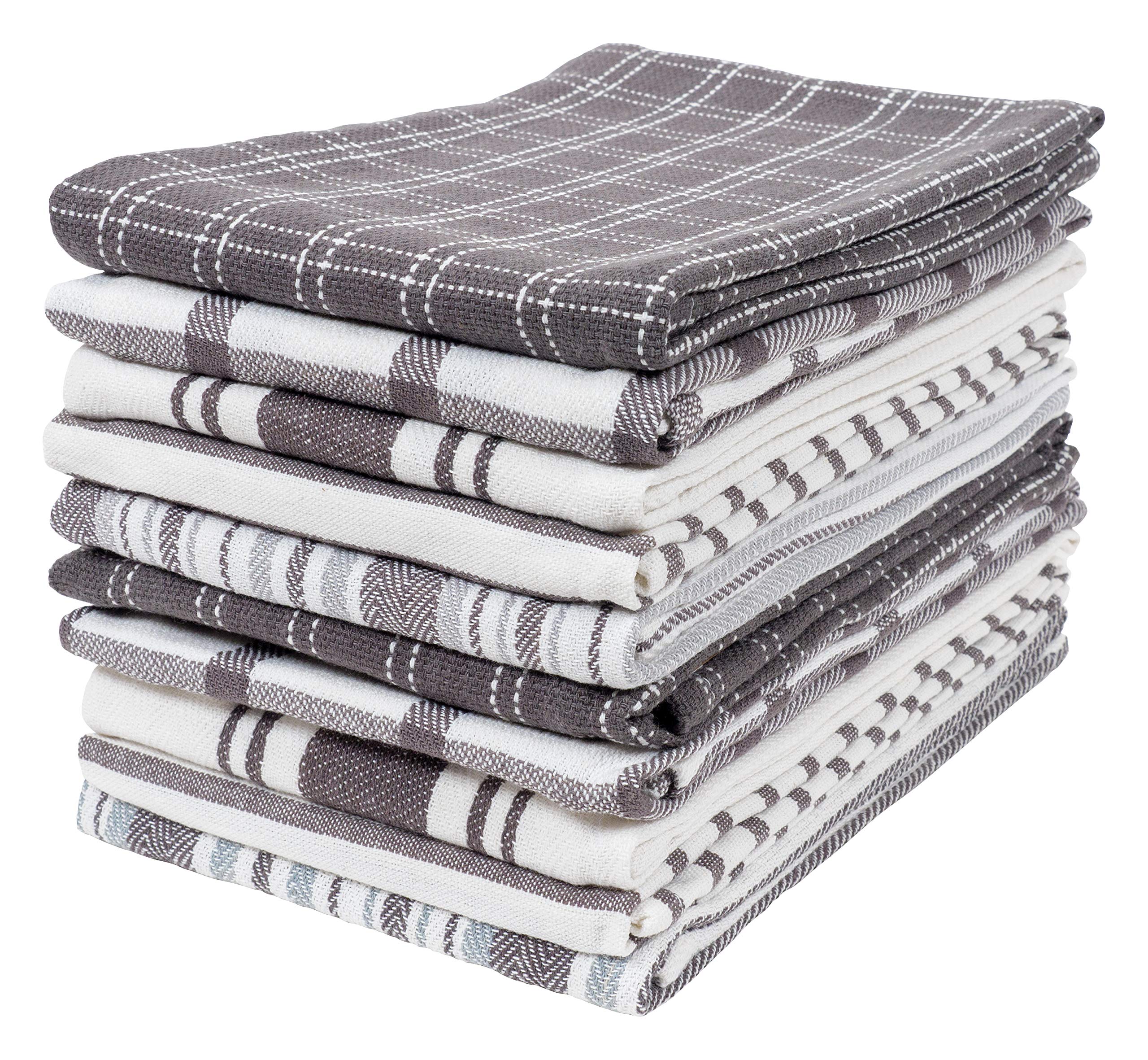 KAF Home Assorted Flat Kitchen Towels | Dish Towels, 100% Cotton - 18 x 28 inches | Ultra Absorbent Soft Kitchen Tea Towels | Pe