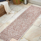 Jonathan Y Smb102A-28 Rozetta Boho Medallion Textured Weave Indoor Outdoor -Area Rug Coastal Bohemian Rustic Glam Easy-Cleaning Bedroom Kitchen Backyard Patio Non Shedding, 2 X 8, Red/Taupe
