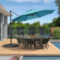 Purple Leaf 11 Feet Patio Umbrella Outdoor Cantilever Round Umbrella Aluminum Offset Umbrella With 360-Degree Rotation For Garden Deck Pool Patio, Turquoise Blue