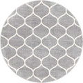Unique Loom Trellis Frieze Collection Area Rug - Rounded (7' Round, Light Gray/ Ivory)