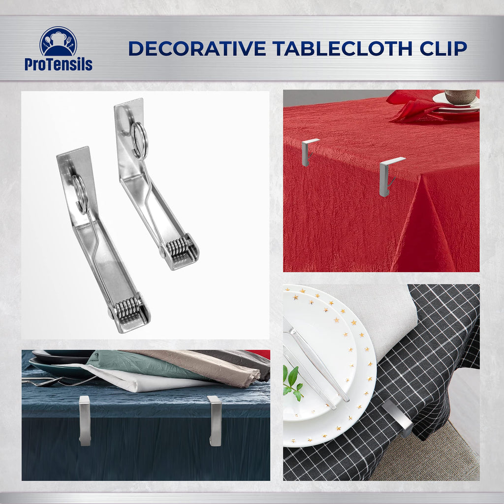 Protensils 6 Pcs Picnic Tablecloth Clips For Outdoor Tables - Stainless Steel Table Cloth Clip, Fits For 2.3” Thick Tables, Metal Clamps For Picnic Table Clips, Dining Table Cloth Holder