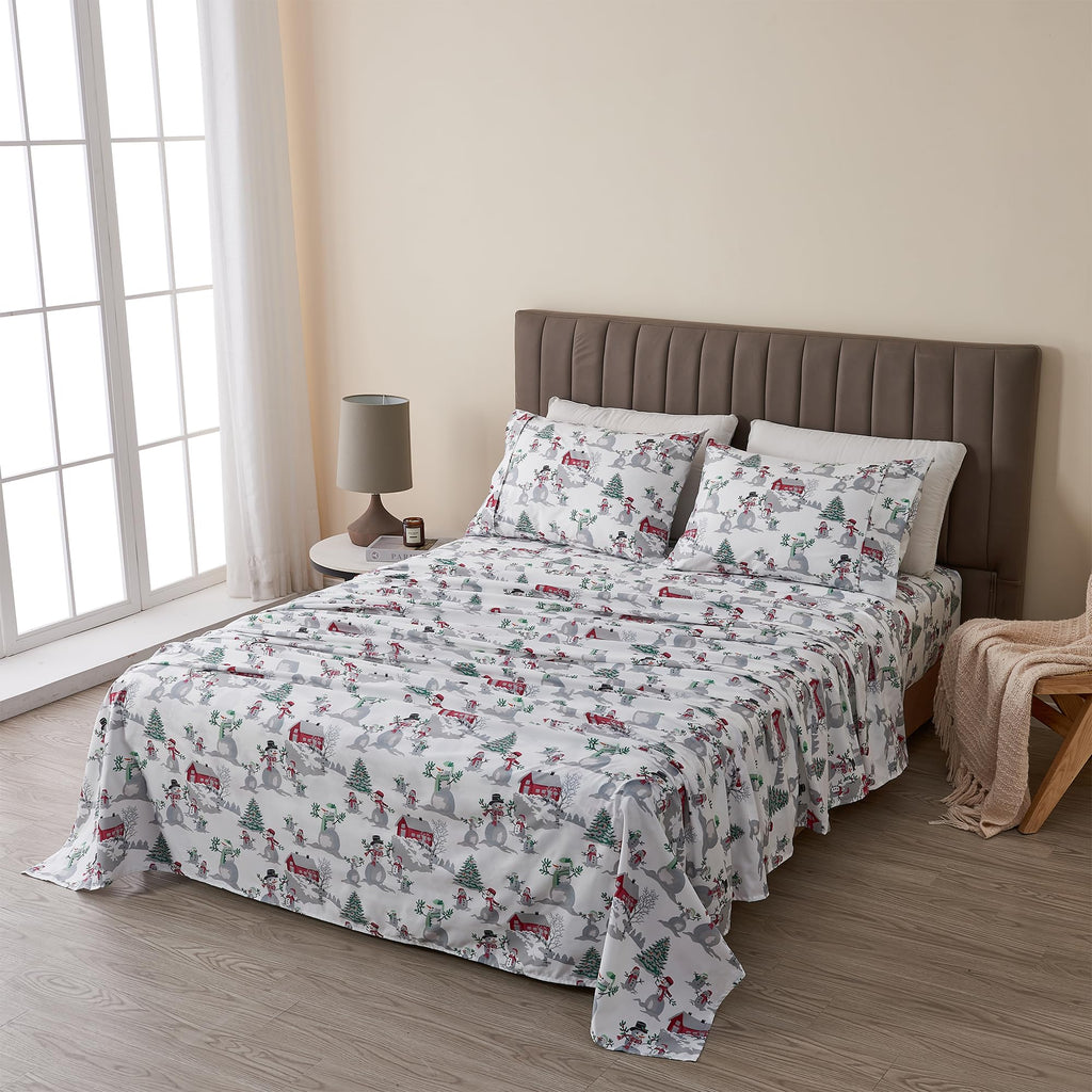 Great Bay Home 3-Piece Twin Microfiber Sheet Set Holiday-Printed, Ultra-Soft, Wrinkle & Fade-Resistant Patterns Inspired By Holidays All-Season Bedding Sheets & Pillowcases (Twin, Winter Wonderland)