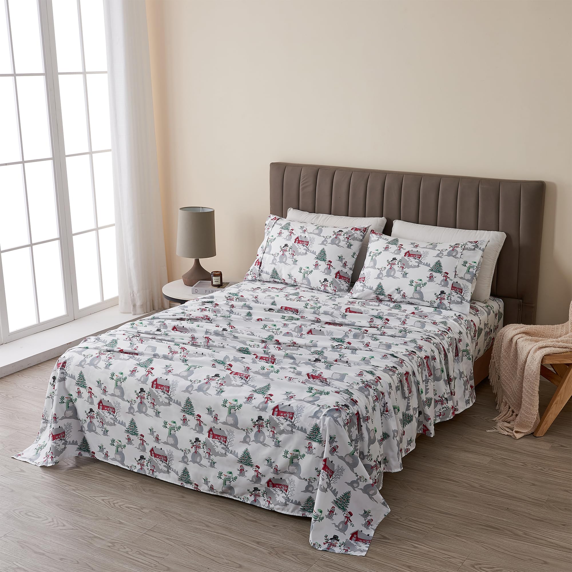 Great Bay Home 3-Piece Twin Microfiber Sheet Set Holiday-Printed, Ultra-Soft, Wrinkle & Fade-Resistant Patterns Inspired By Holidays All-Season Bedding Sheets & Pillowcases (Twin, Winter Wonderland)