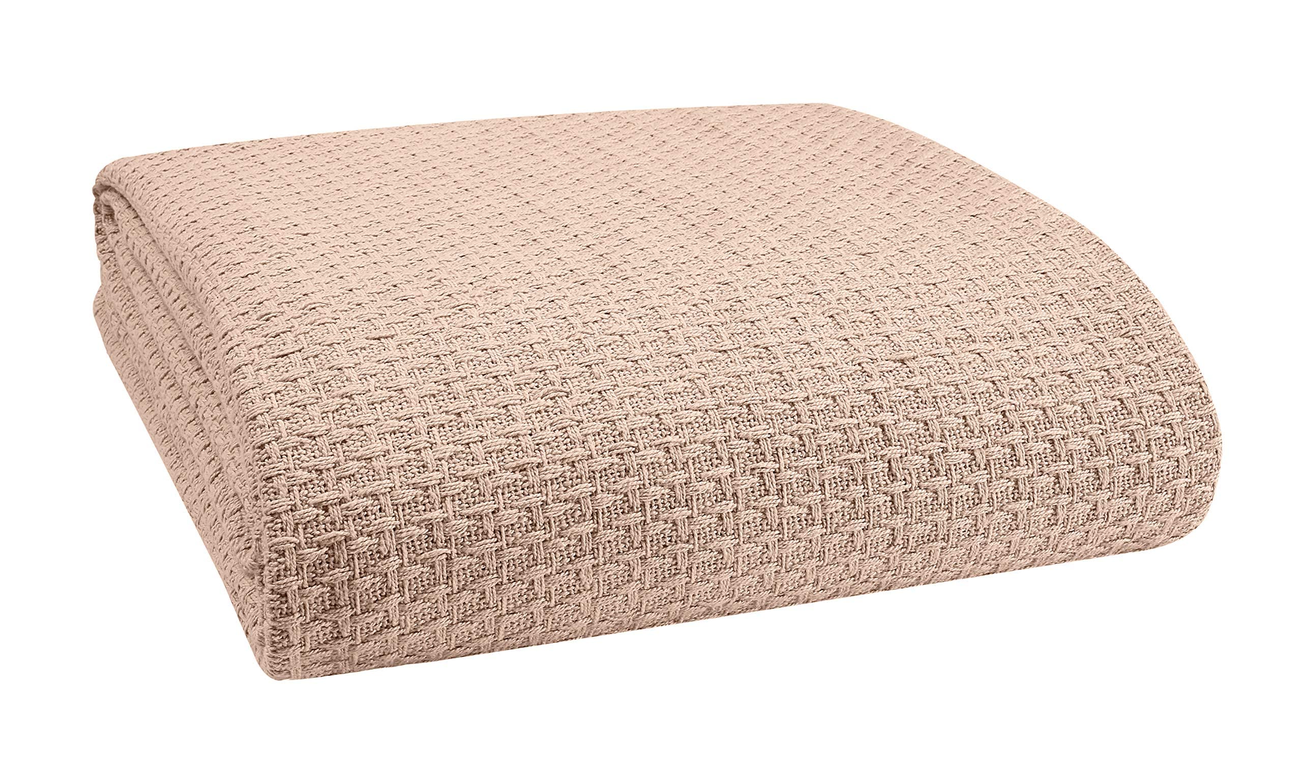 Belizzi Home 100% Cotton Bed Blanket, Breathable Bed Blanket Full - Queen Size, Cotton Thermal Blankets Full - Queen, Perfect Fo