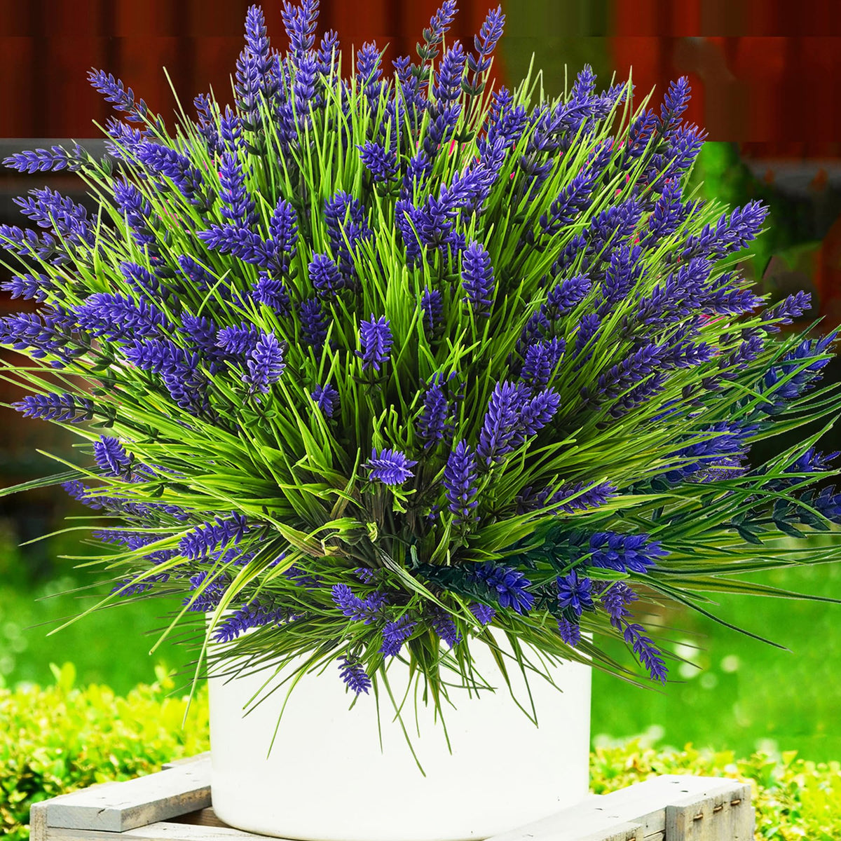 TSTWETO Artificial Plants Outdoor, 22 Pcs Fake Flowers UV Resistant Outdoor Fake Plants, Lavender Artificial Flowers Plastic Fak