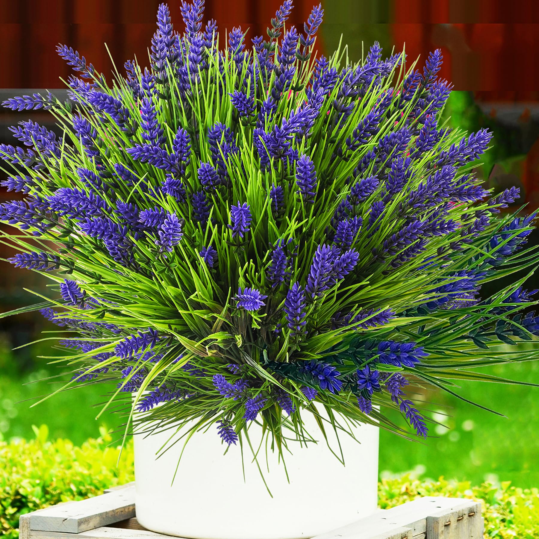 TSTWETO Artificial Plants Outdoor, 22 Pcs Fake Flowers UV Resistant Outdoor Fake Plants, Lavender Artificial Flowers Plastic Fak