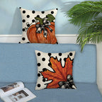 Fall Pillow Covers 18 X 18 Inch Set Of 2 Autumn Polka Dot Pumpkin Maple Leaves Throw Pillow Covers Outdoor Thanksgiving Harvest