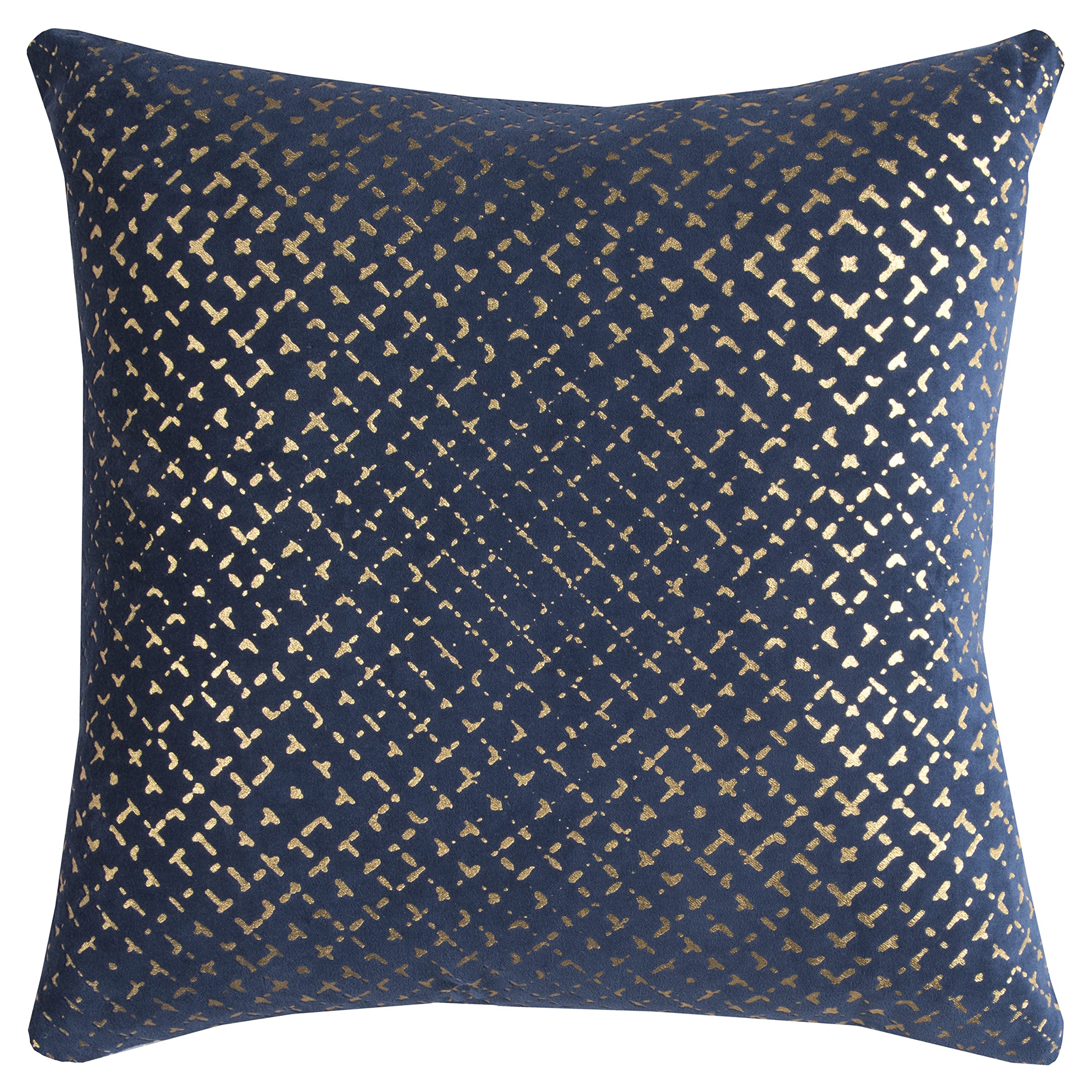 Rizzy Home | T09830 | 20"x20" Blue/Neutral/Metallic Decorative Pillow | Down Fill