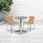 Flash Furniture Commercial Aluminum and Beige Rattan Indoor-Outdoor Restaurant Stack Chair