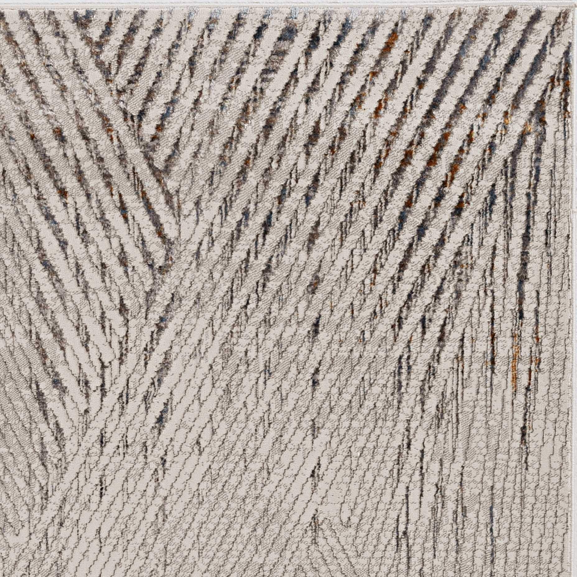 HomeRoots 3' X 5' Ivory Or Grey Geometric Lines Area Rug