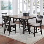 Steve Silver Furniture Halle 5pc Dining Table Set, Farmhouse and Modern Design, Includes One 60 to 78-Inch Table with 18-Inch Leaf and 4 Upholstered Counter Chairs, ?78" L x 42" W x 36.5" H, Brown