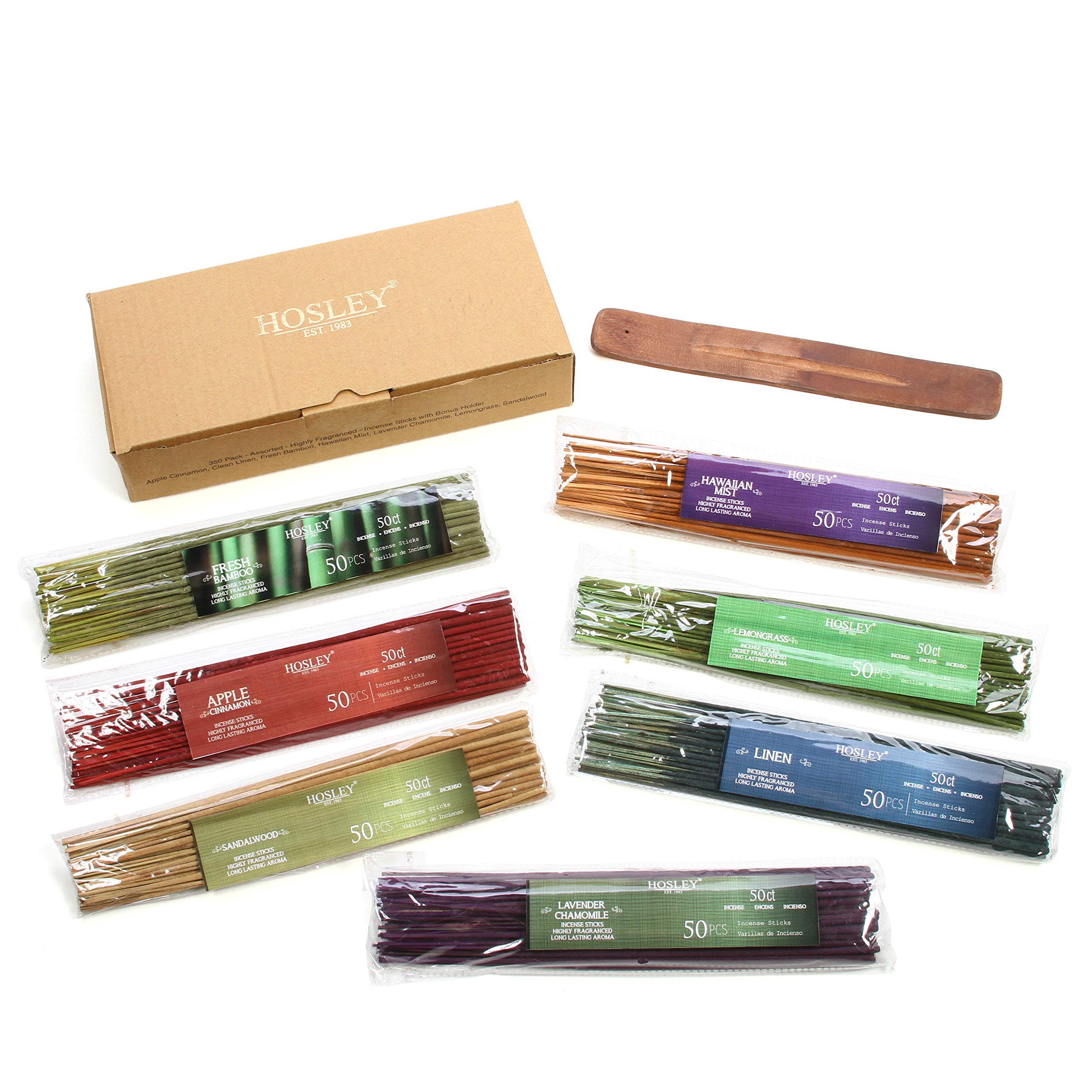 Hosley Assorted 360 Pack Incense Sticks Highly Fragrances Include Apple Cinnamon Frankincens Sandalwood Myrth Fresh Bamboo Patch