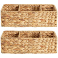 StorageWorks Wicker Toilet Basket Tank Topper, Toilet Paper Basket for Back of Toilet Tank Top, 3-Section Water Hyacinth Storage