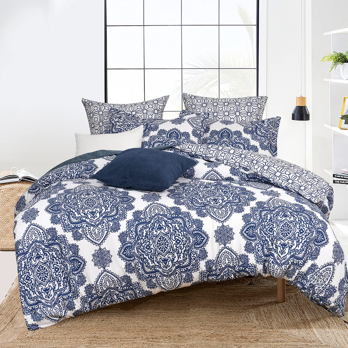 Phf Ultra Soft Paisley Duvet Cover California King Size, Printed Bedding Set 3 Pieces, Comfy Farmhouse Pattern Duvet Cover Set W