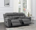 Coaster Bahrain Upholstered Modern Chenille Motion Loveseat Console in Charcoal