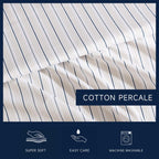 Nautica - King Sheets, Premium Cotton Percale Bedding Set, Striped Bedding Set, Oeko-Tex Certified (Beaux Stripe Blue, King)