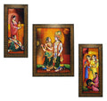 Indianara 3 Pc Set Of Radha Krishna Paintings (1499) Without Glass (Mc2)