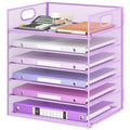 6 Tiers Letter Tray Paper Organizer With Handle, Mesh Desk File Organizer, Metal Desktop Document Shelf Organization, Paper Sort