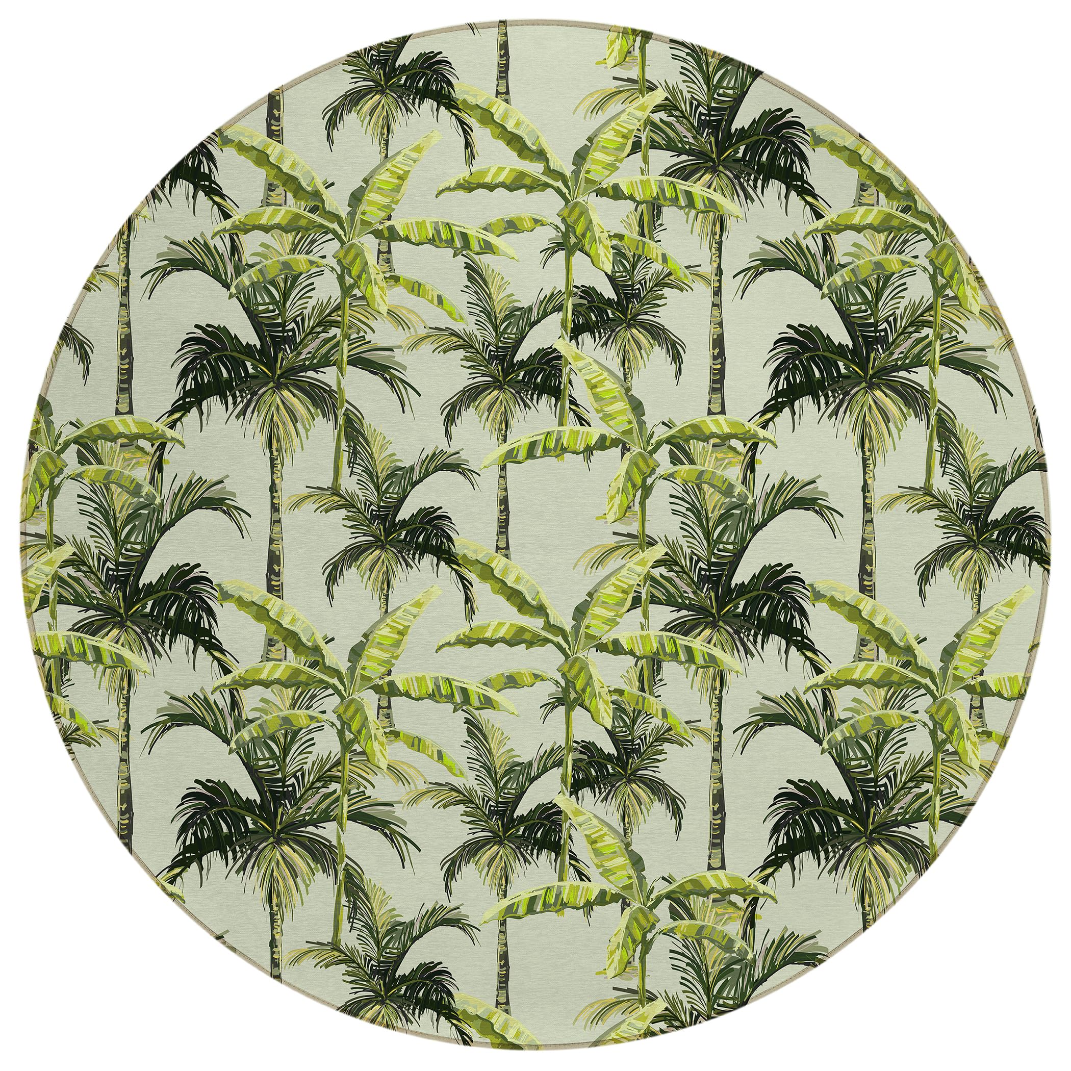 Dalyn Rugs Tropics Tc10 Green 8' X 8' Indoor Outdoor Round Rug, Easy Clean, Machine Washable, Non Shedding, Bedroom, Living Room, Dining Room, Kitchen, Patio Rug