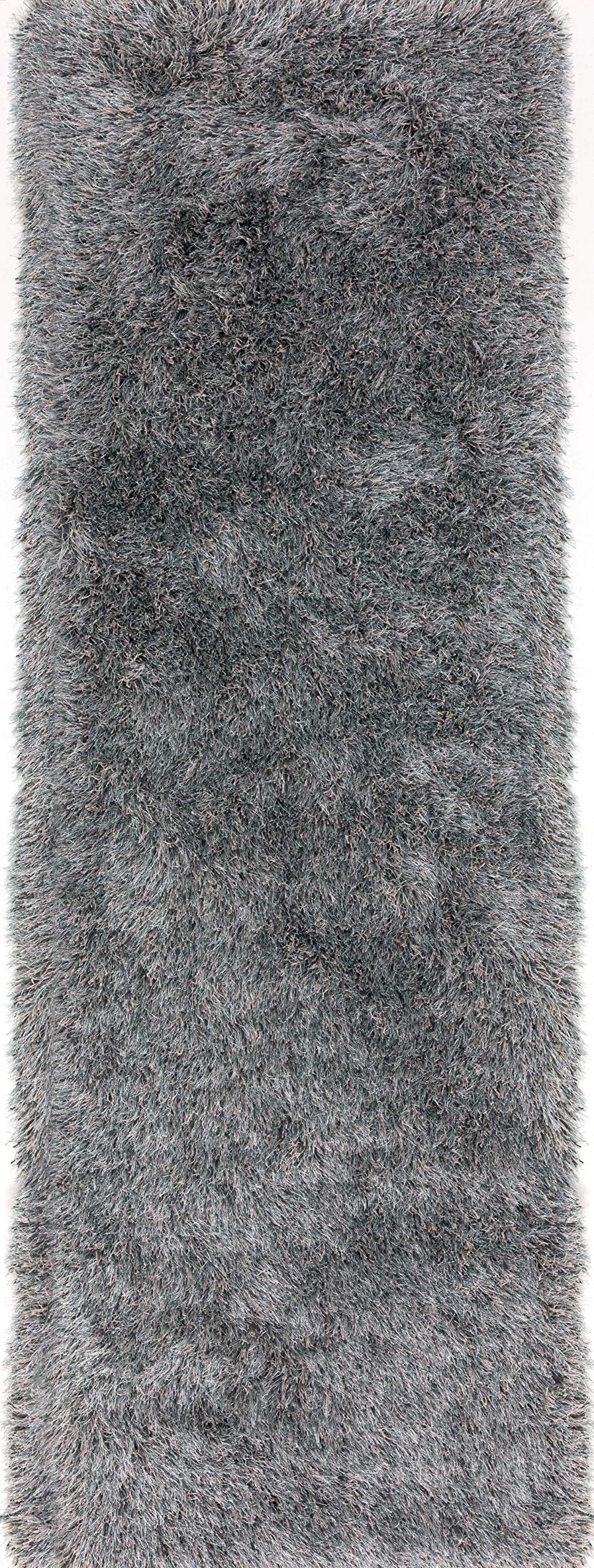 Addison Rugs Aurora Aau31 Steel 2'3" X 7'6" Rectangle Soft Shag Runner Rug, Easy Clean, Plush, Bedroom, Entryway, Laundry Room, Living Room, Dining Room, Kitchen Rug