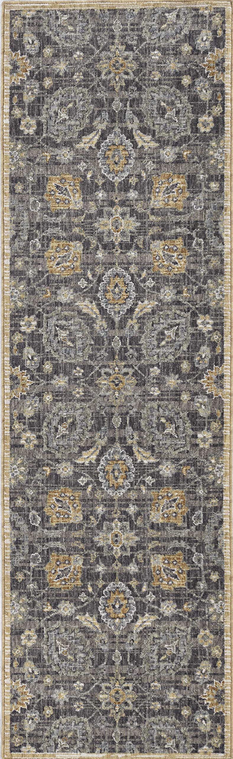 HomeRoots 3' X 5' Taupe Floral Vine Bordered Wool Indoor Area Rug