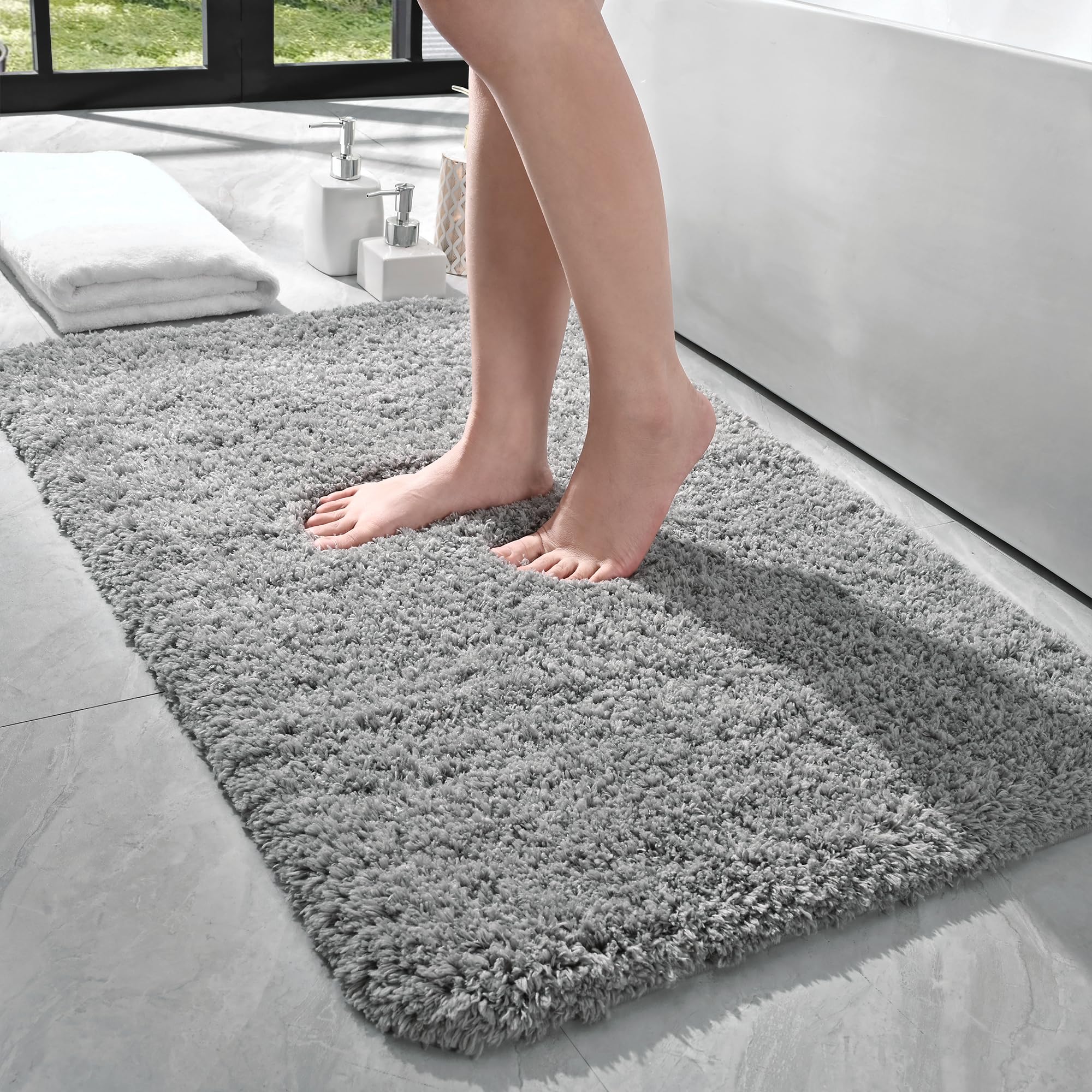 LOCHAS Bathroom Rug 36x24 Inch, Soft Thick Absorbent Microfiber Bath Rugs for Bathroom, Machine Washable, Shaggy Plush Non Slip 