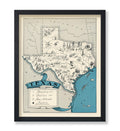 Poster Master Vintage Map Poster - Retro Texas Map Print - Texas State Map Art - Gift for Teacher, Student, Travel Lover, Texan 