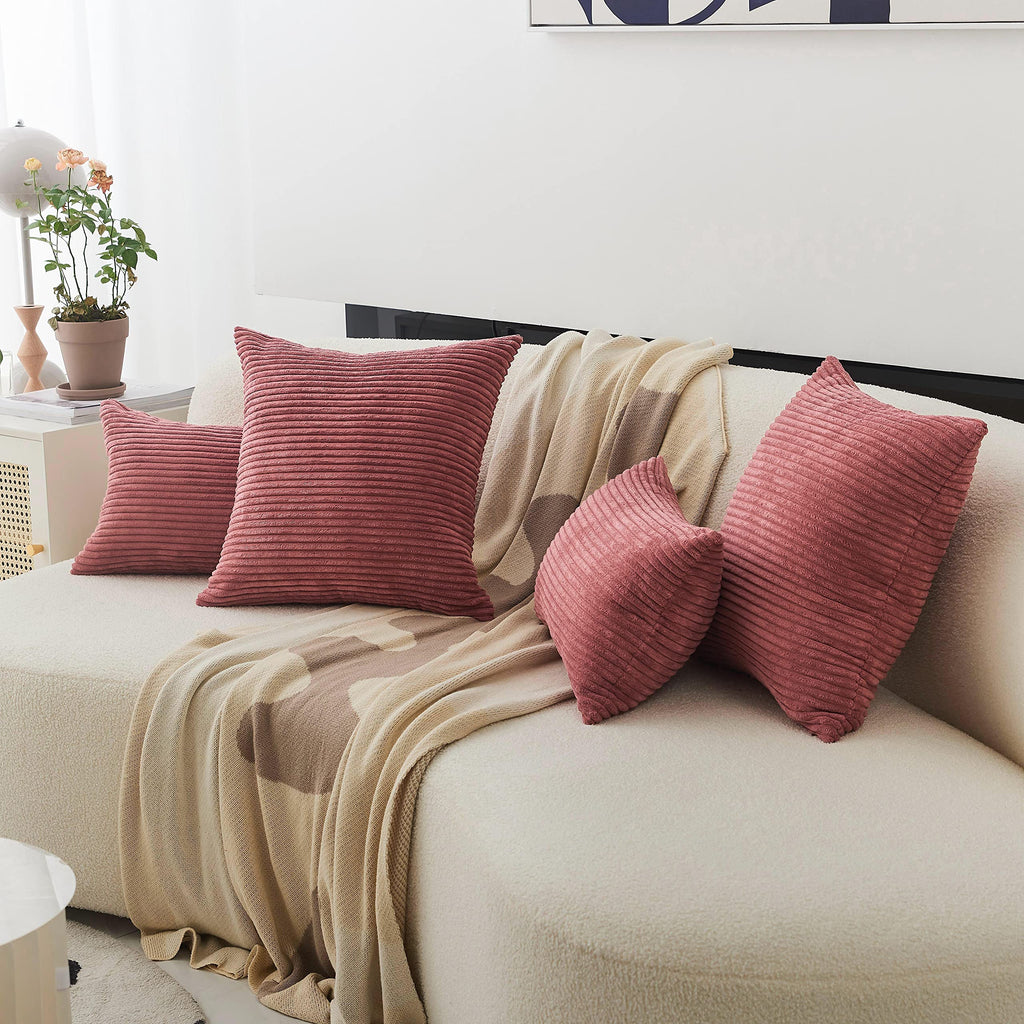Home Brilliant Pillow Covers 22X22 Inch Soft Cushion Covers Set Of 2 Striped Velvet Throw Pillow Cases For Bed Living Room, 55X5