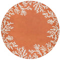 Liora Manne Capri Coastal Indoor/Outdoor Rug, 8' Round, Coral Border Orange