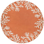 Liora Manne Capri Coastal Indoor/Outdoor Rug, 8' Round, Coral Border Orange
