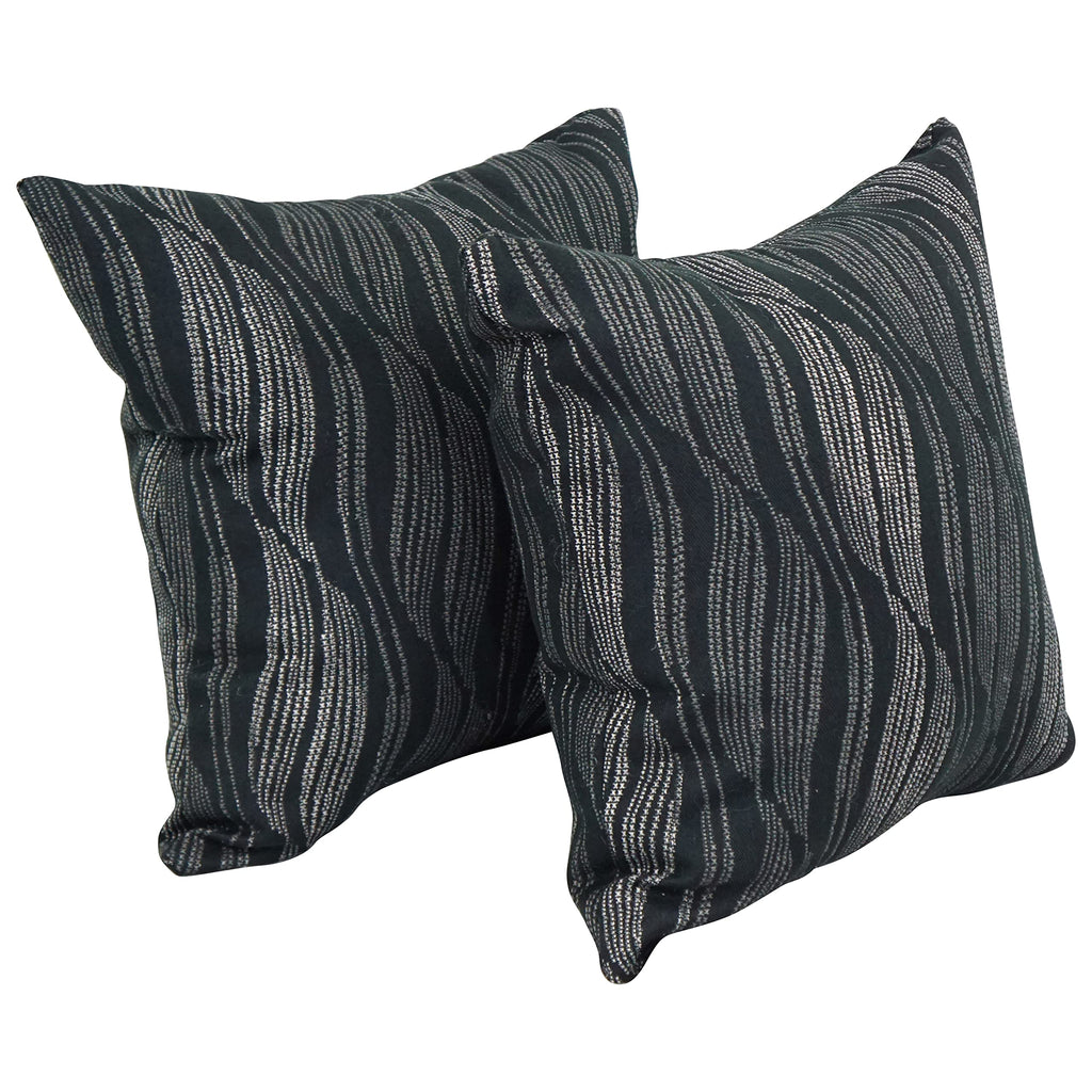 Blazing Needles Square Polyester Jacquard Throw Pillows, 17", Clove Onyx 2 Count