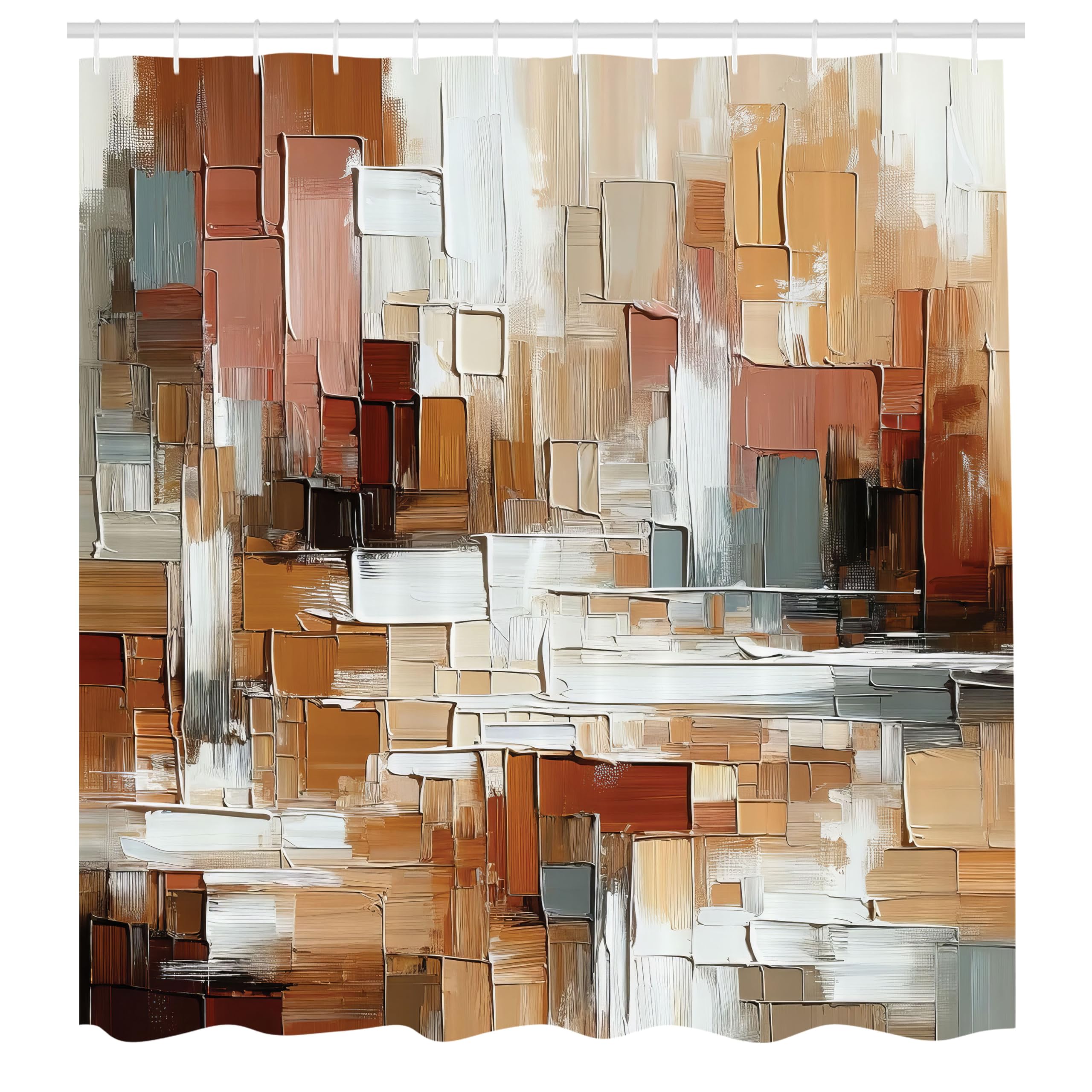 Ambesonne Brown Shower Curtain, Painting Style Abstract And Modern Art Brushstrokes Nude Warm Palette, Cloth Fabric Bathroom Dec