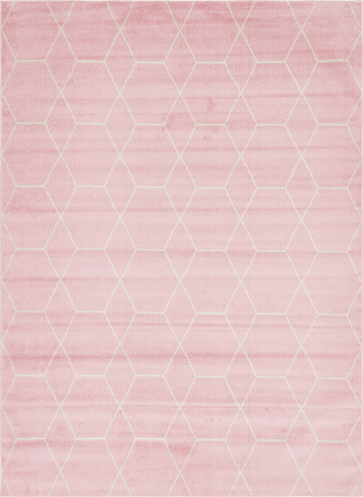 Unique Loom Trellis Frieze Collection Area Rug - Geometric (9 x 12 2, Light Pink/ Ivory)