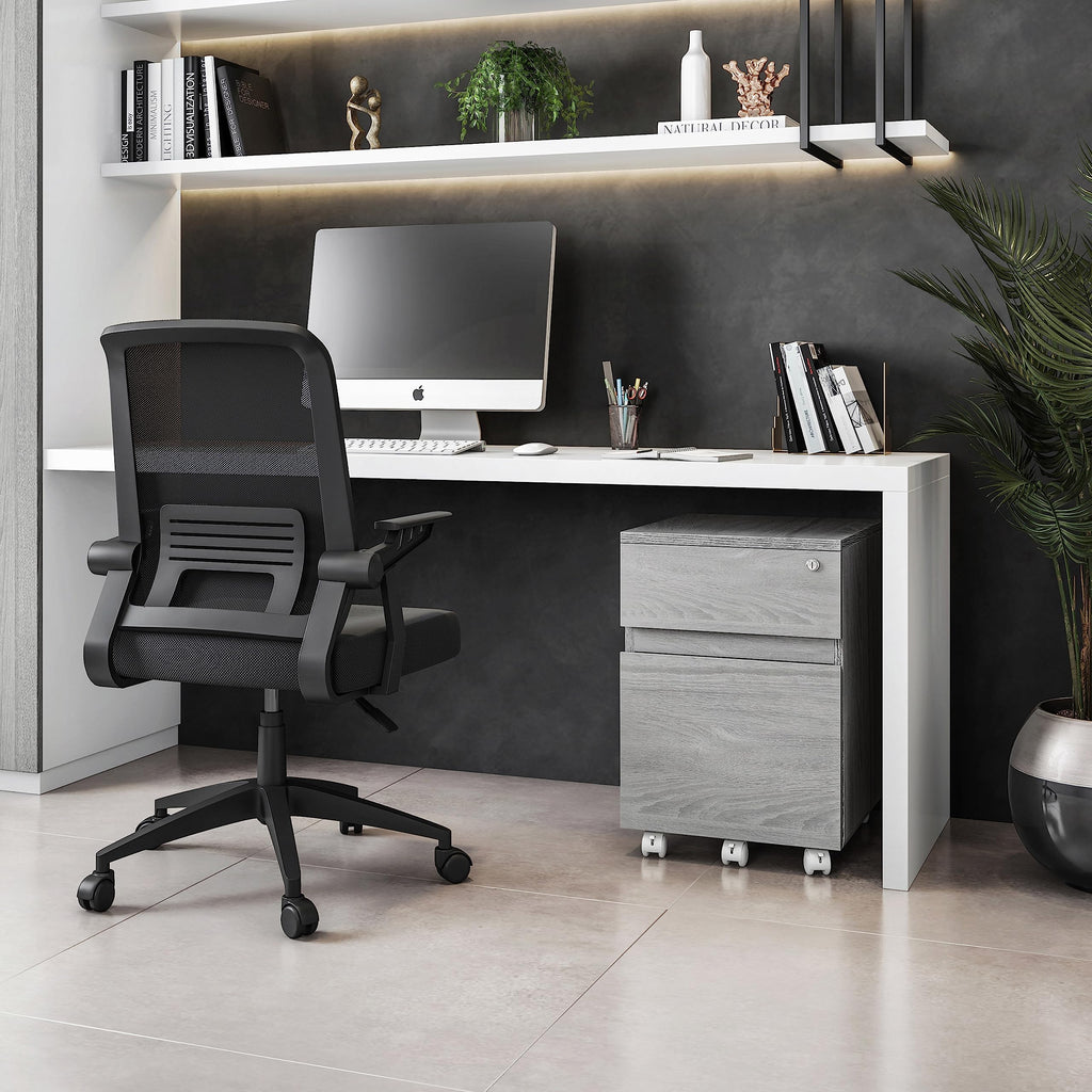 Techni Mobili Rolling Lock and Storage 2 Drawer Vertical Filing Cabinet, 15.75" L x 17.75" W x 23" H,Grey