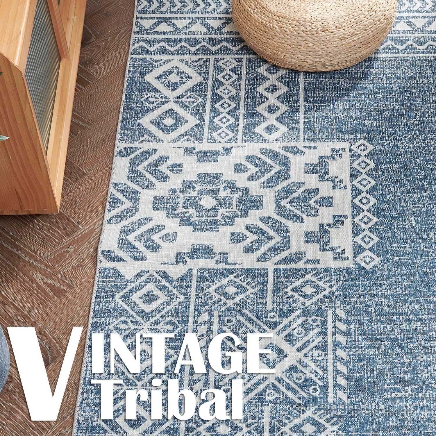 Jinchan Area Rug - 2X3 Ultra-Thin Door Mat Washable Rug, Vintage Entryway Rug, Boho Rug Geometric, Non-Slip Non-Shedding Carpet